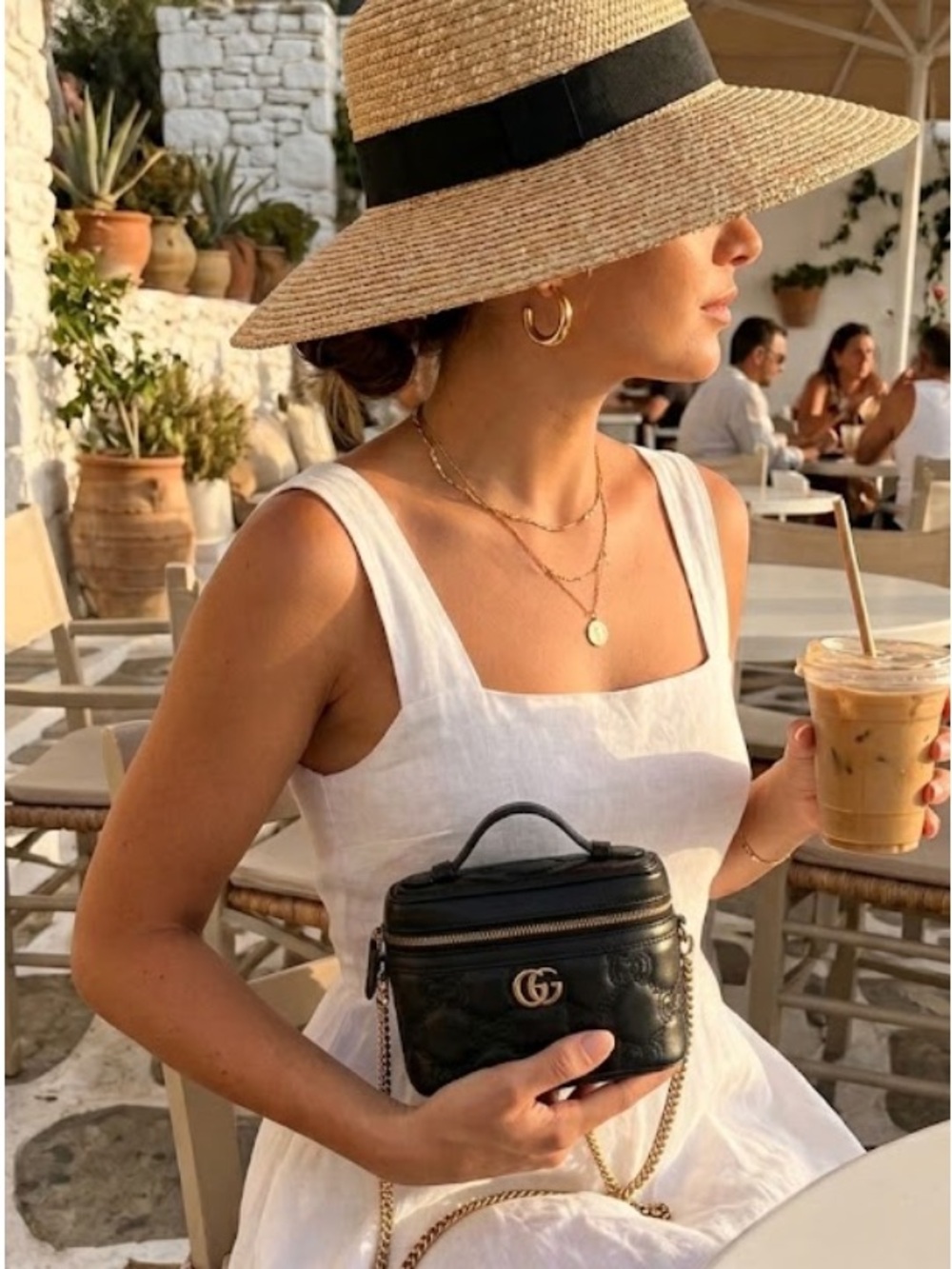 Gucci Black Marmont Quilted Mini Vanity Bag with Gold Hardware Matelasse Leather